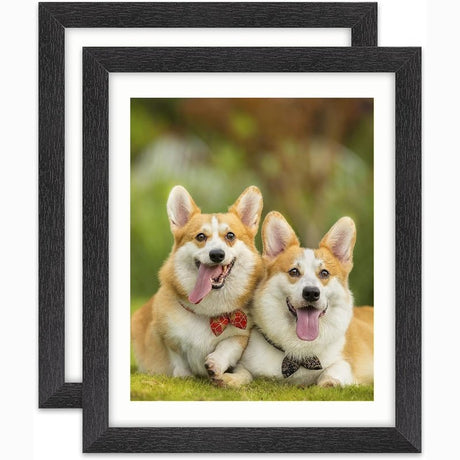 Set of 2 Distressed Wood Grain Photo Frames