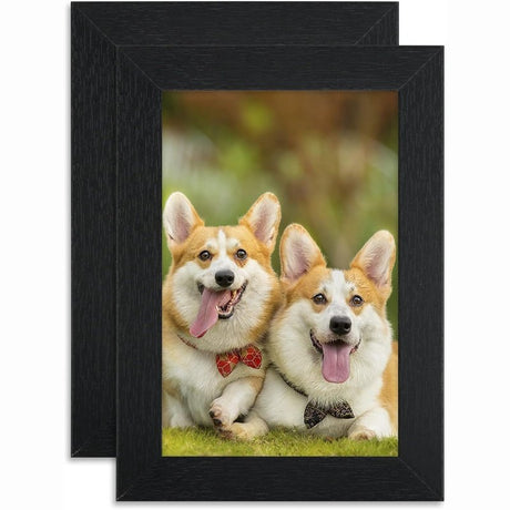 Set of 2 Distressed Wood Grain Photo Frames