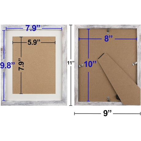 Set of 2 Distressed Wood Grain Photo Frames