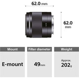 Sony E 50mm F1.8 OSS Portrait Lens SEL50F18