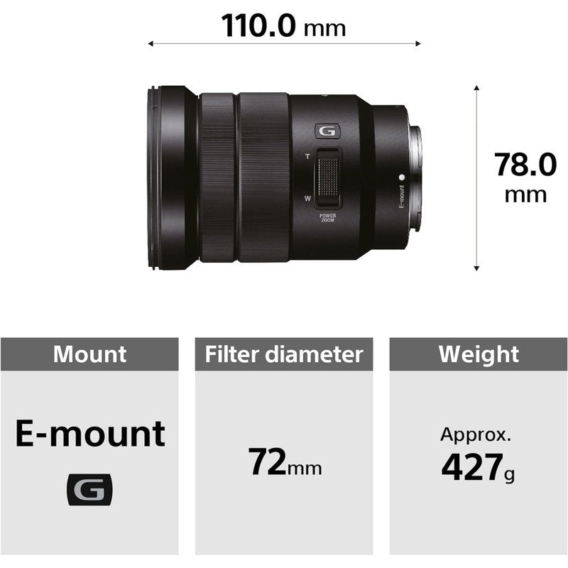 Sony SELP18105G E PZ 18-105mm F4 G OSS , Black